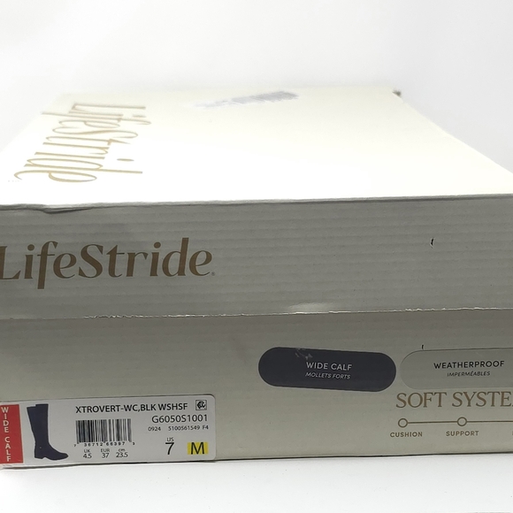LifeStride Xtrovert Black Wide Calf Riding Boots Water-Resistant - Picture 11 of 12
